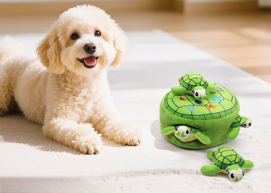 pet store aisle with enrichment toys