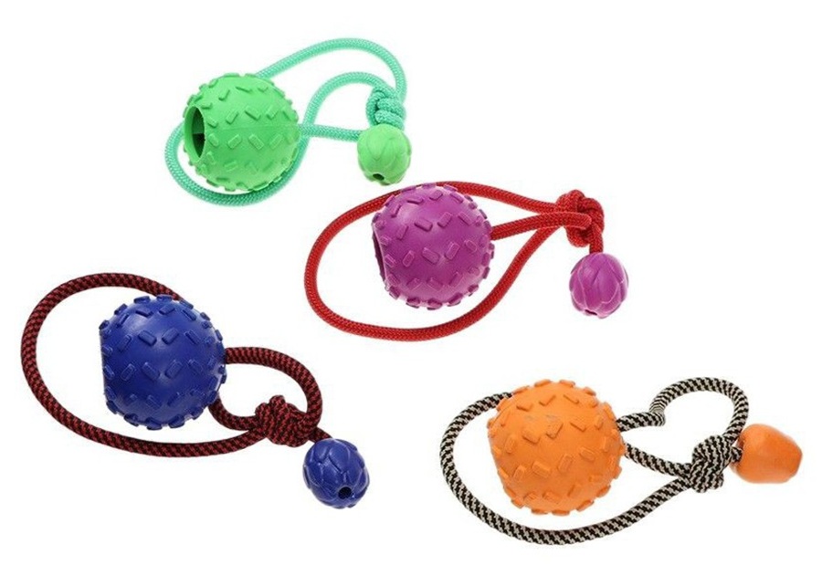 A close-up shot of a durable, non-toxic rubber dog toy, highlighting its texture and solid construction.