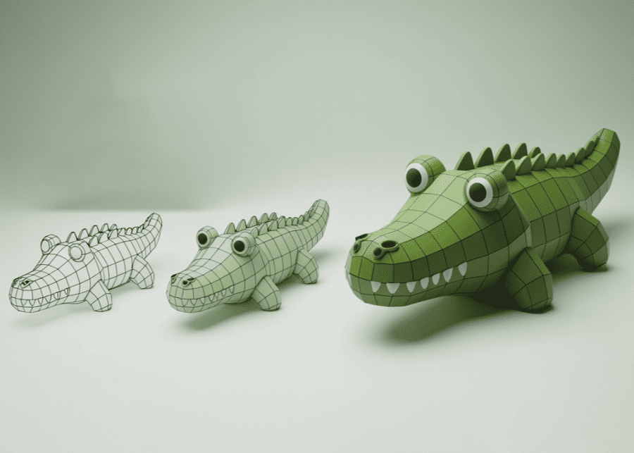 A 3D model of a dog toy and a diagram of reinforced plush toy seams