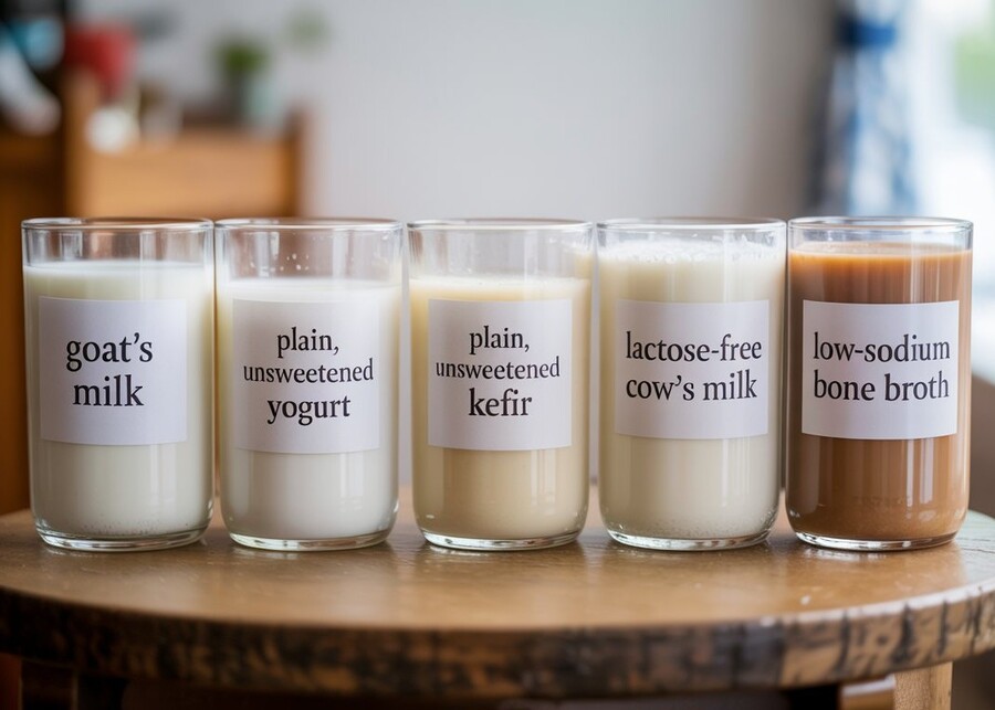 A chart comparing safe milk alternatives for dogs