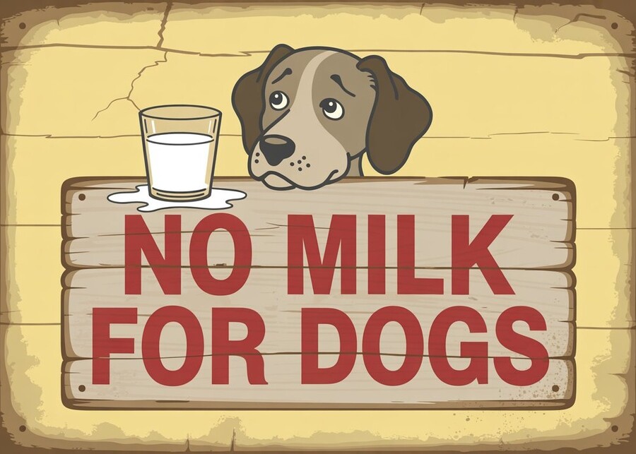 A "no milk for dogs" sign