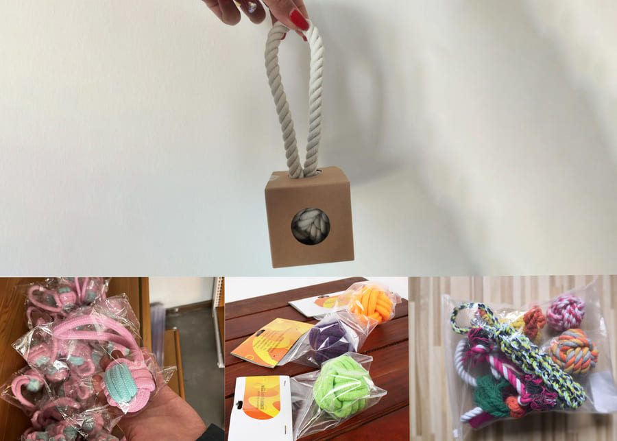 Different private label packaging options for rope ball toys