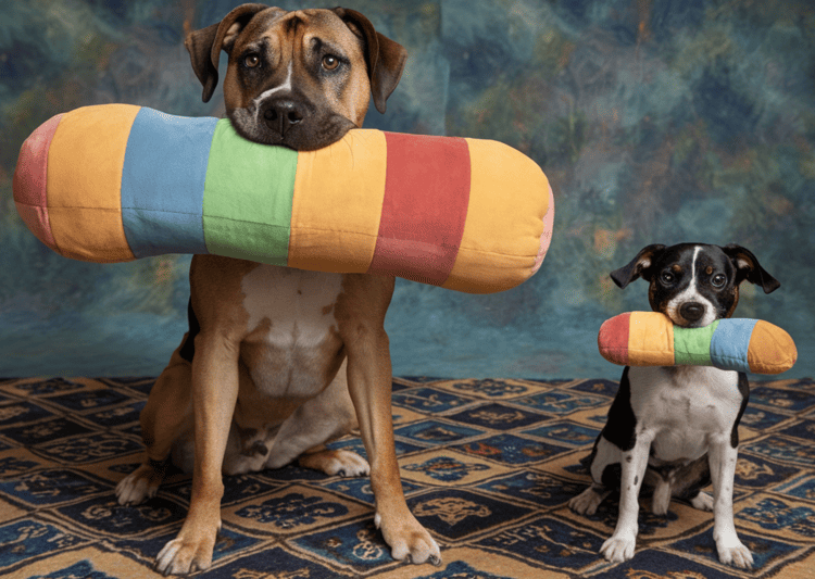 Dog Size Comparison with Toys