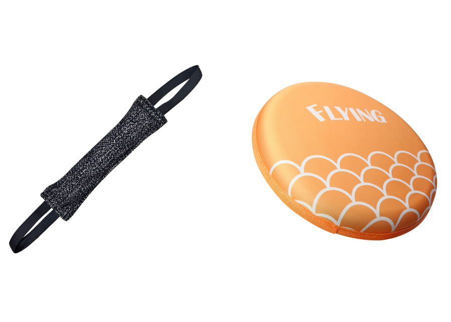 dog tug toy and dog fetching toy.