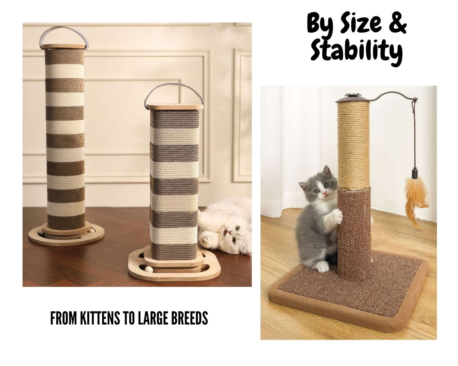 Large cat scratching post for big breeds and kitten scratcher