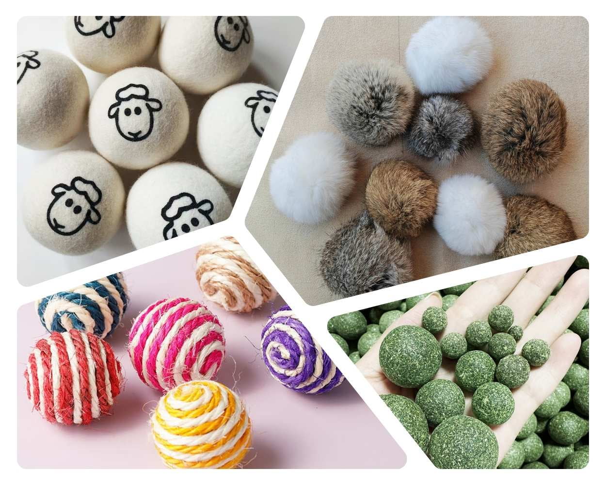 Natural wool and sisal cat ball toys