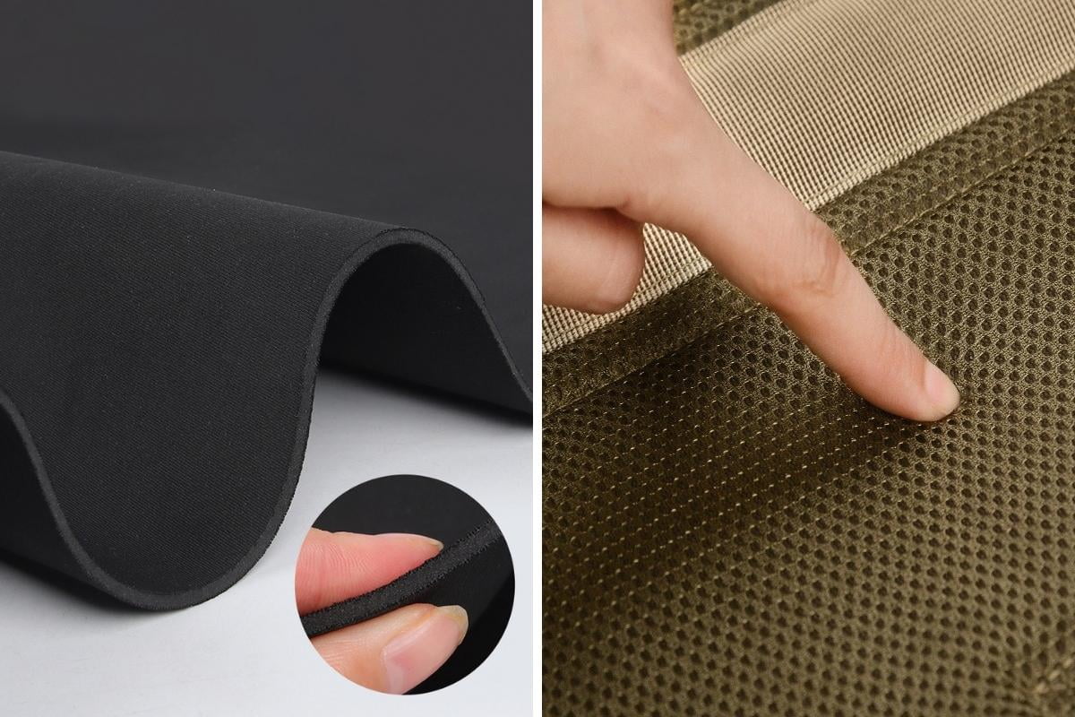 Neoprene padded dog collar lining and breathable mesh texture