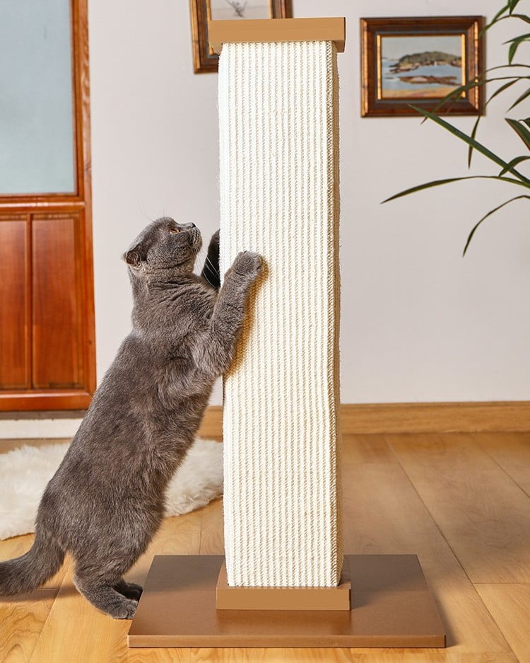 Aesthetic cat scratcher in modern living room