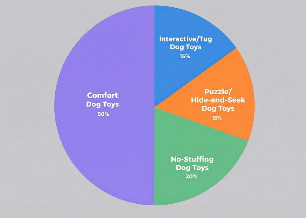 Pie chart showing market share of different dog toy categories