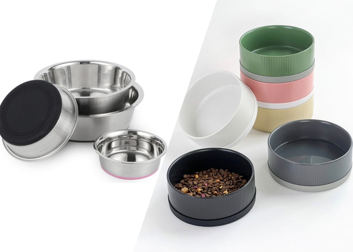 Stainless Steel and Ceramic Pet Bowls
