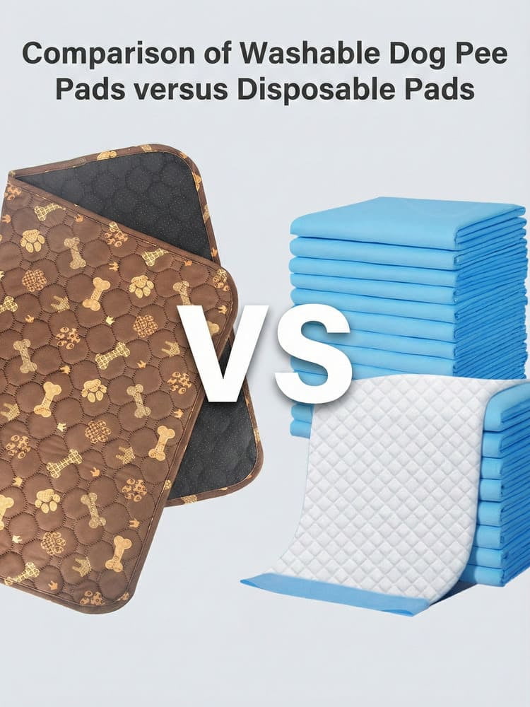 Comparison of Washable Dog Pee Pads versus Disposable Pads showing durability and eco-friendly features