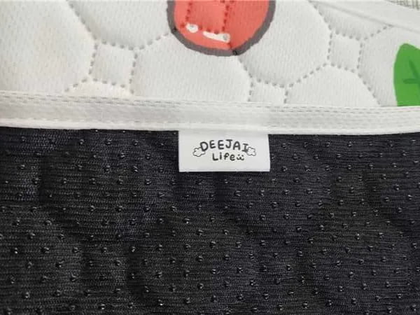 Logo customization examples including woven labels and printing