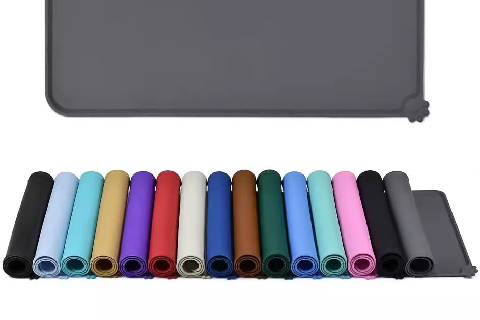 Pantone color swatches and matching silicone pet placemats