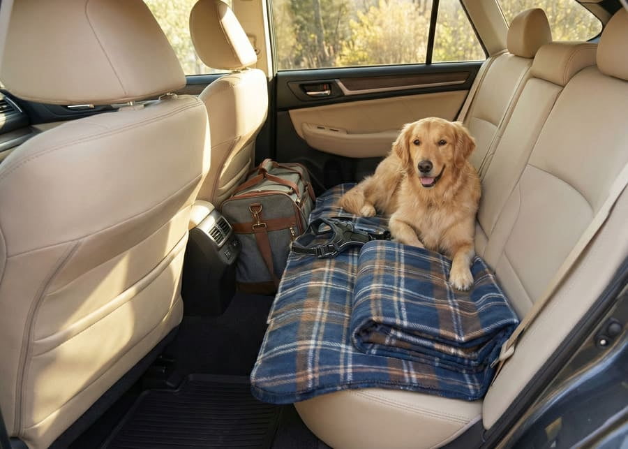 Pet blanket in car backseat