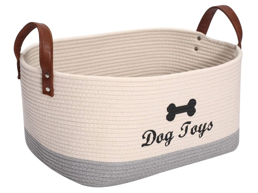 Premium cotton rope dog toy basket