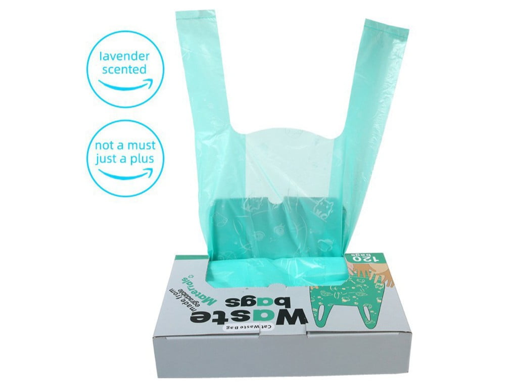 Tissue-style pull-out box for interfolded flat dog poop bags