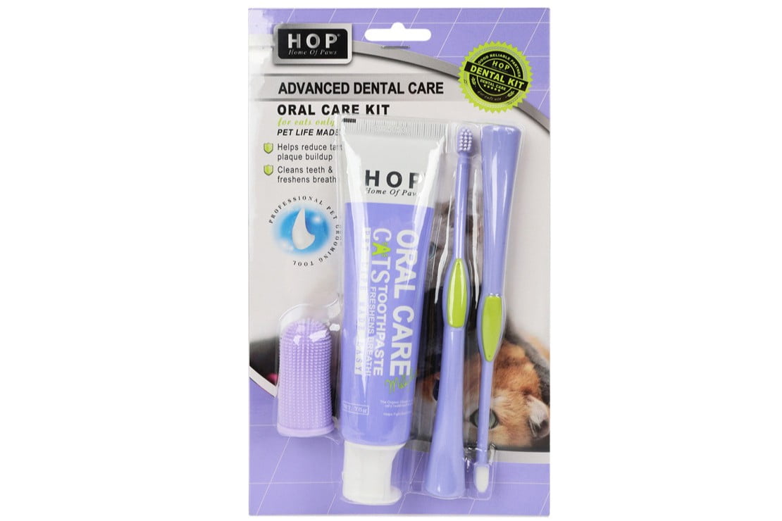 Complete pet dental care kit packaging