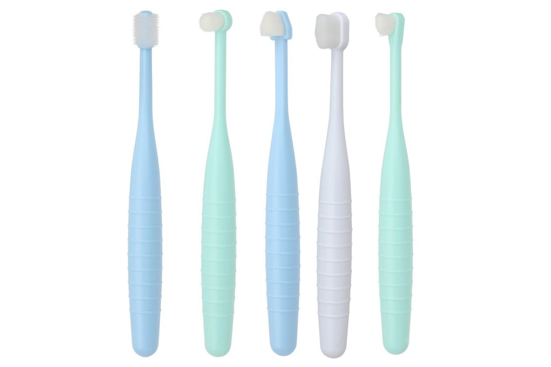 Nano-bristle soft dog toothbrush for sensitive gums