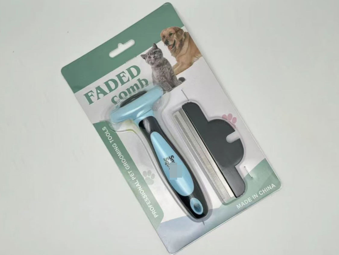 Pet grooming brush with custom pad printed and laser engraved logos