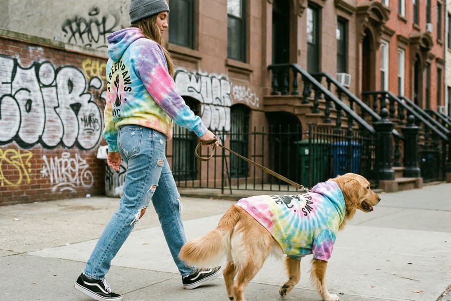 Trendy pet streetwear hoodie matching owner style