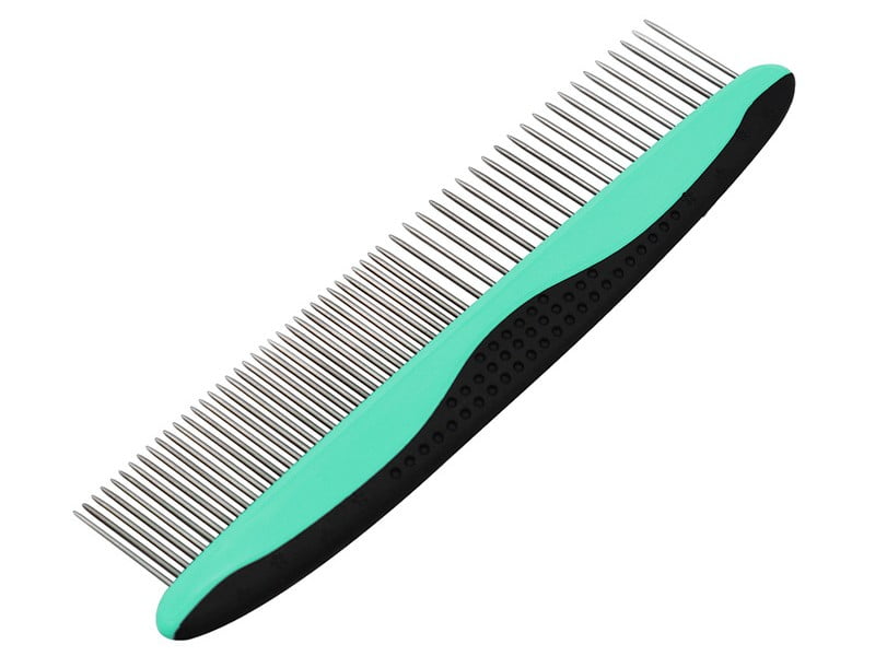 Professional stainless steel pet grooming comb with dual spacing for pet grooming