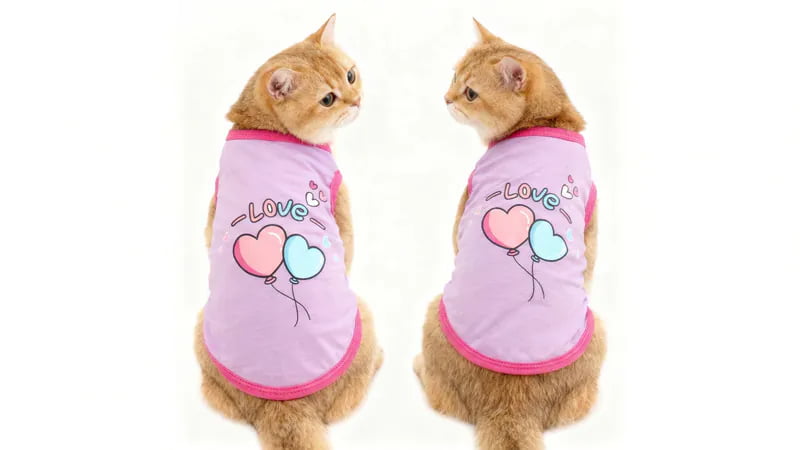 Cat wearing lightweight comfortable t-shirt