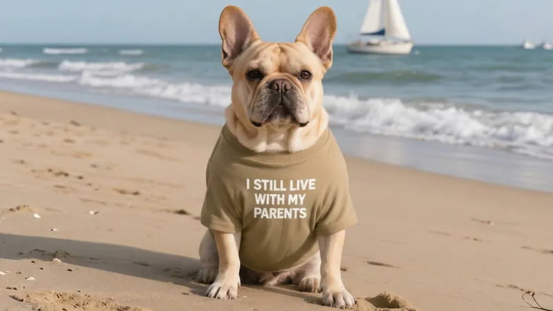 French Bulldog wearing custom fit t-shirt