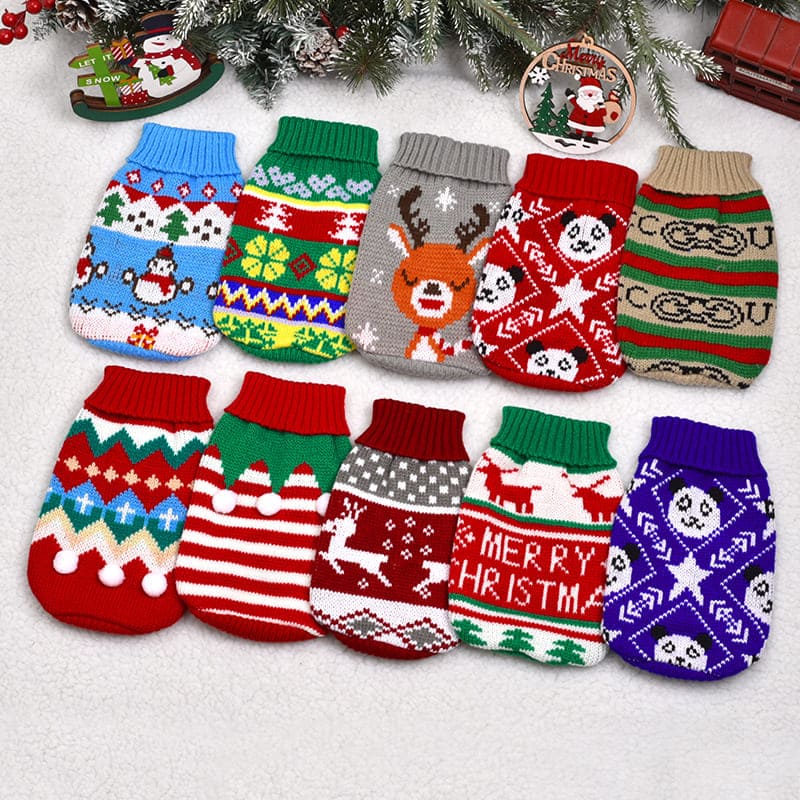 Holiday jacquard and Christmas pet sweaters