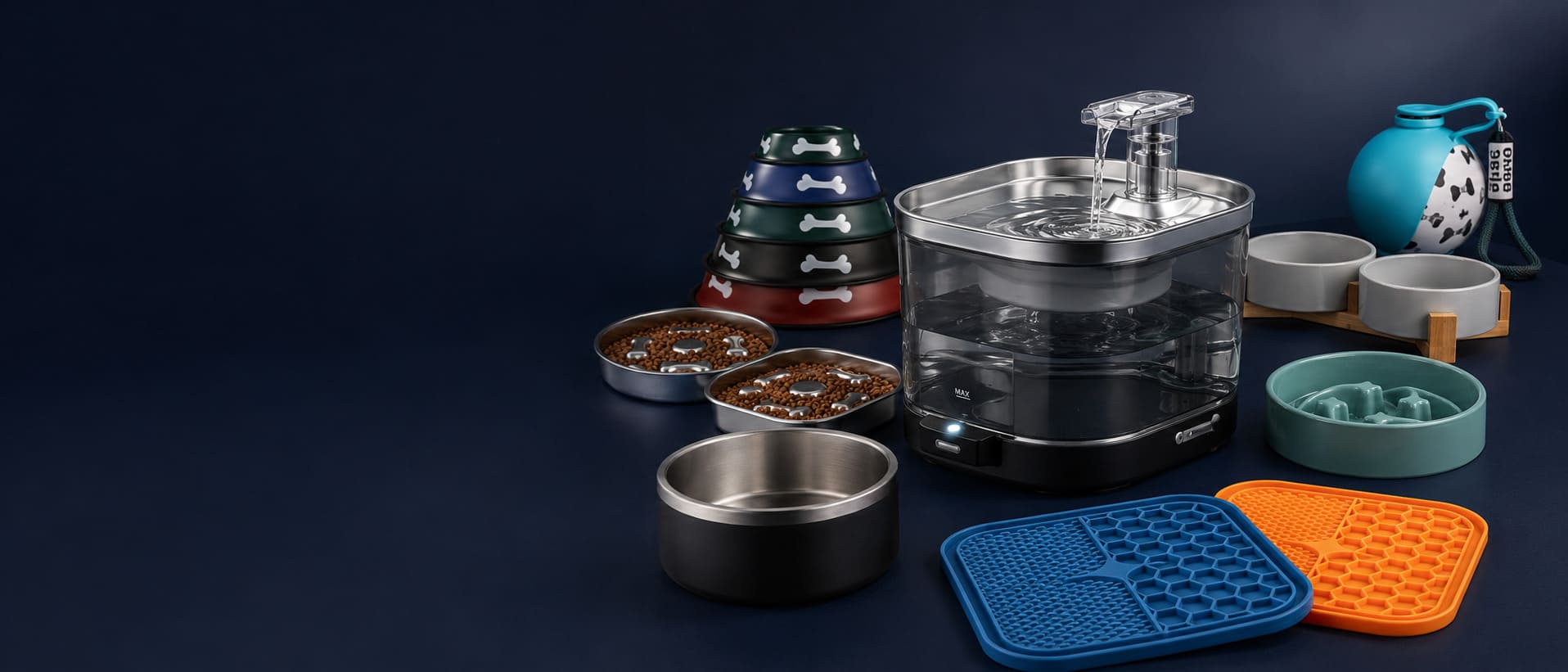 pet feeding supplies including bowls and drinking accessories