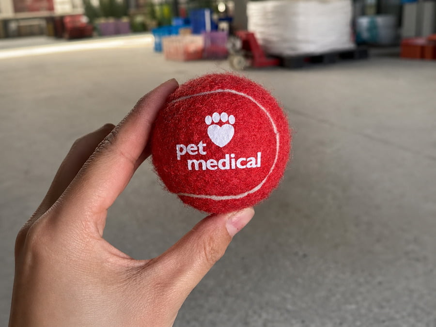 Custom logo printed on dog tennis balls for private-label orders