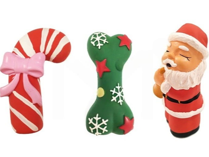 Holiday-themed latex dog toy