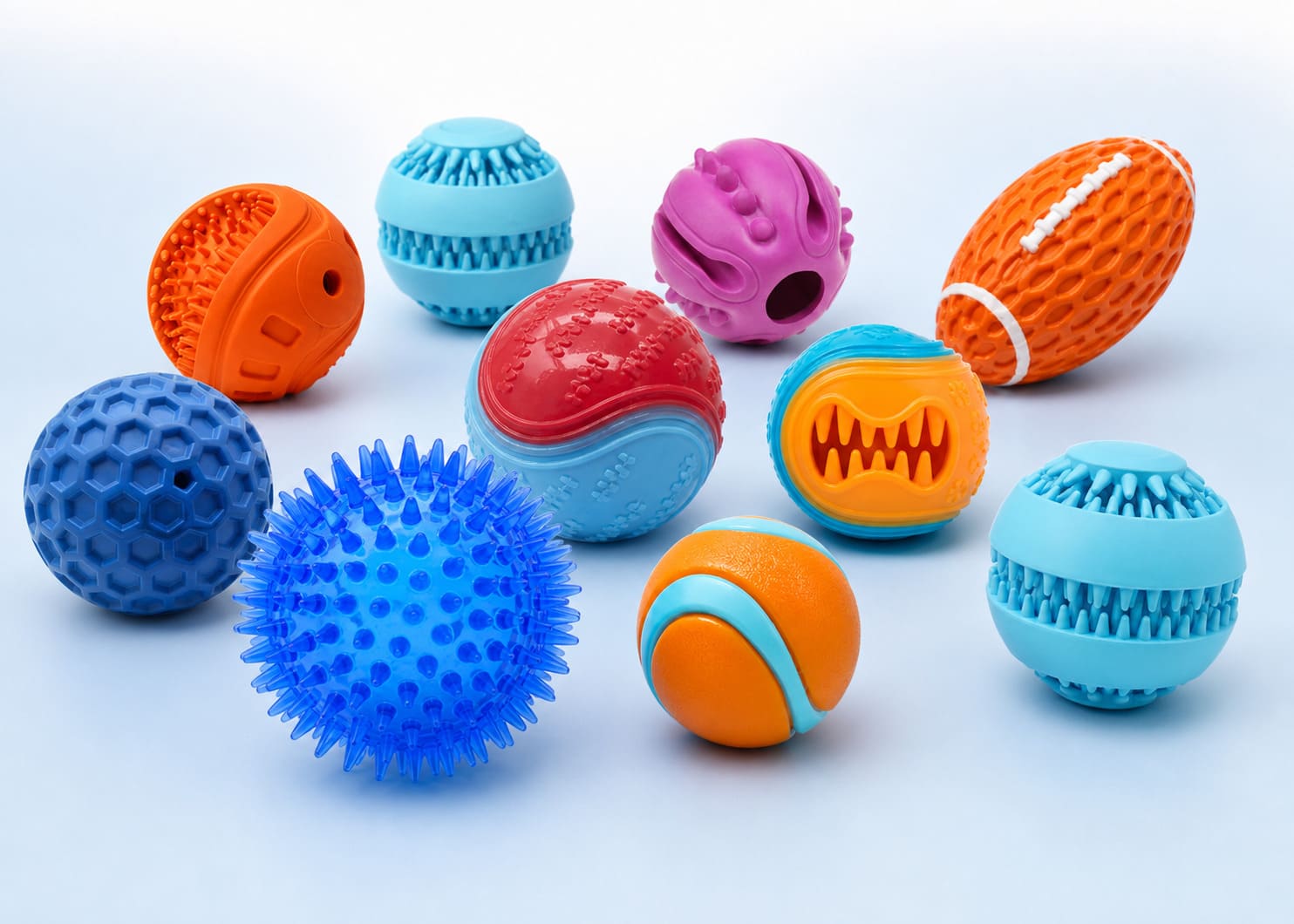 Rubber and TPR ball dog toy formats for wholesale and private label orders