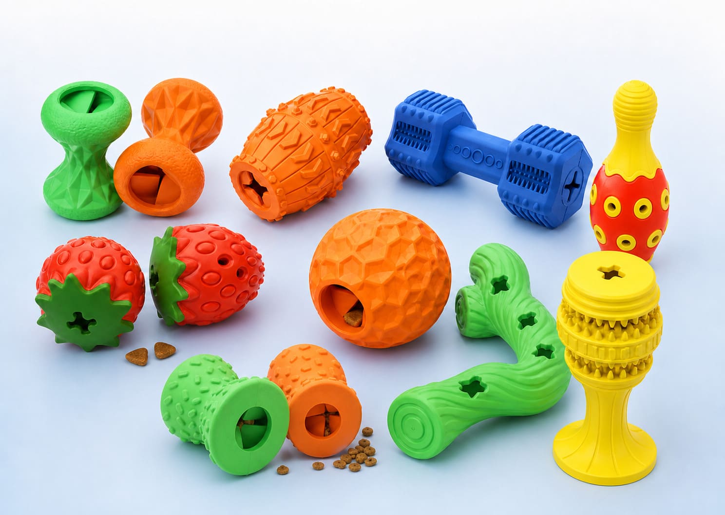 Treat compatible molded dog toy formats for custom order review