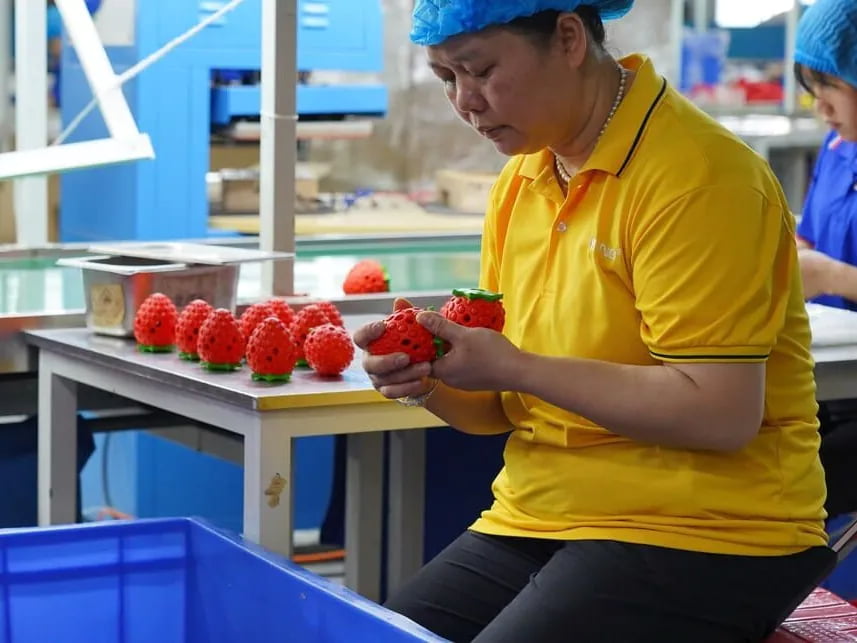 Trial sample and quality check for molded rubber dog toys