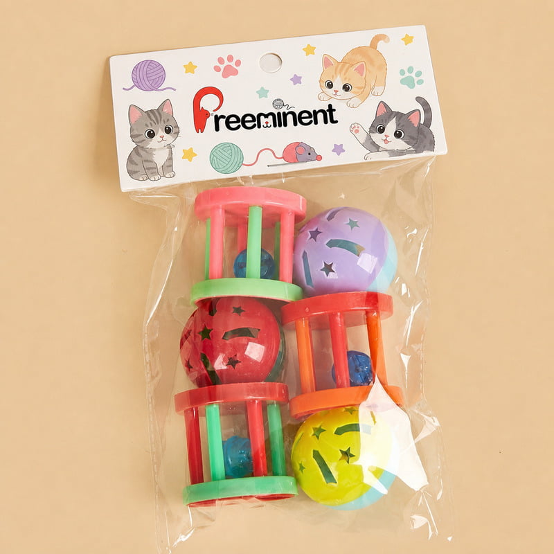Cat ball toy assortment in retail header card bag packaging