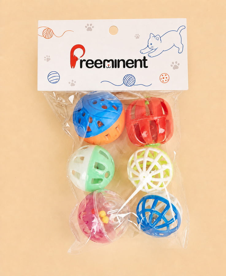Header card packaging for wholesale cat ball toys
