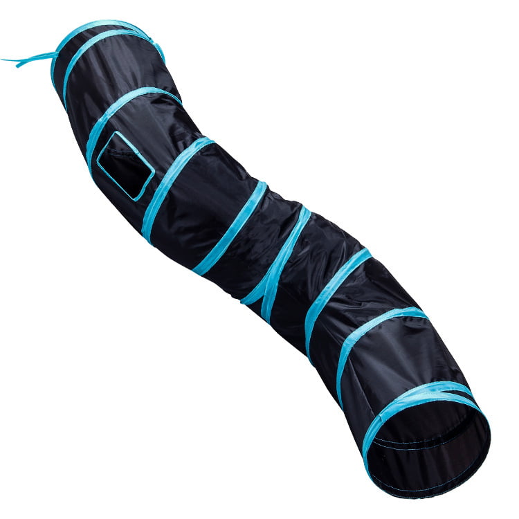 S-shaped collapsible cat tunnel for hiding and interactive play