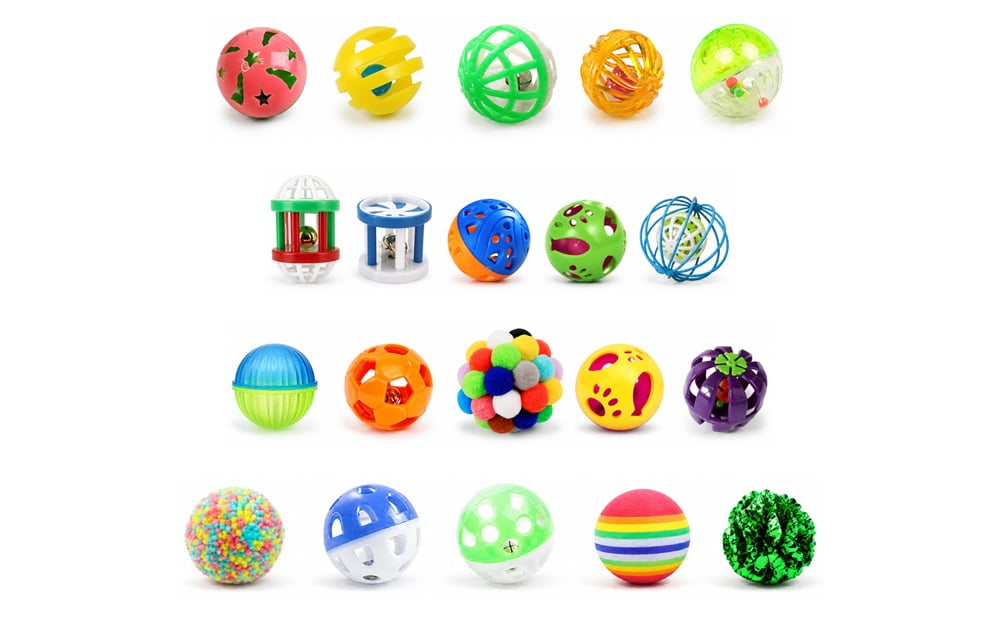 Wholesale cat ball assortment in plastic, EVA foam, wool, felt, plush, sisal and crinkle styles
