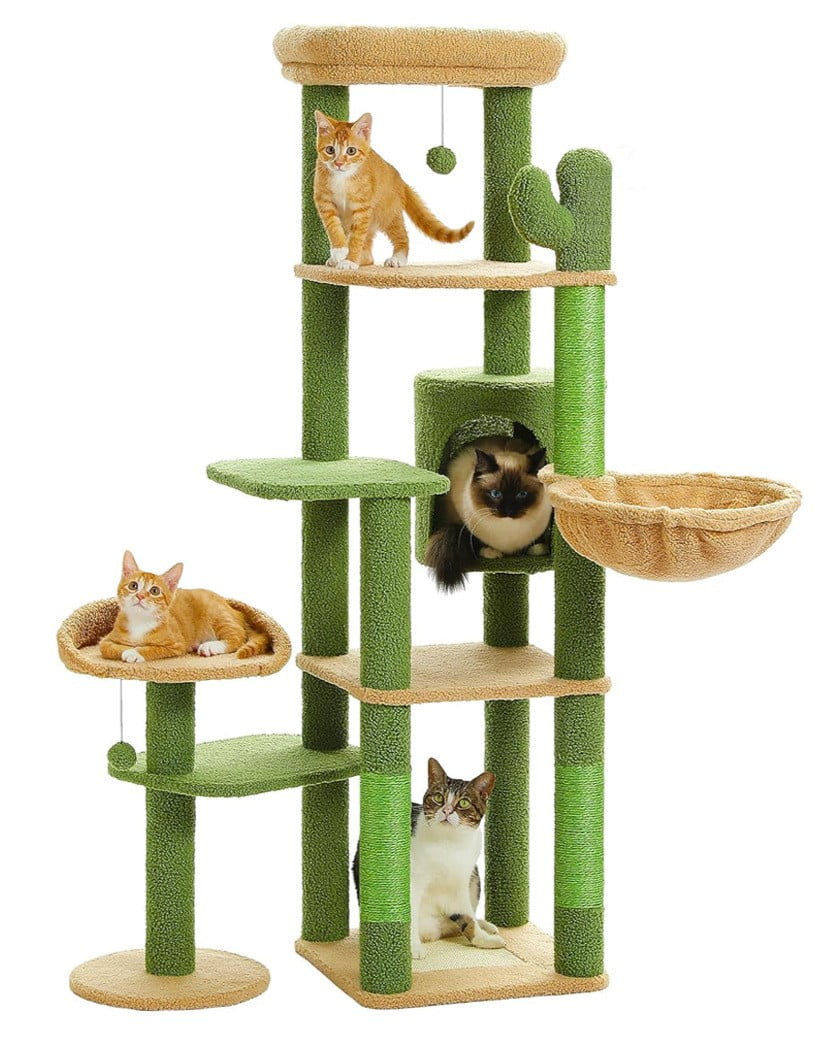 Large multi-cat wholesale cat tree with multiple levels and resting platforms