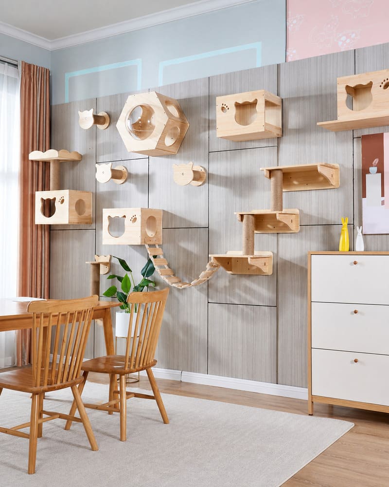 Wall-mounted modular wholesale cat tree system with climbing platforms