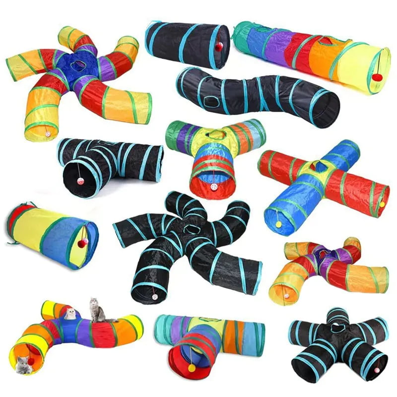 Collection of wholesale cat tunnel styles in multiple shapes and colors