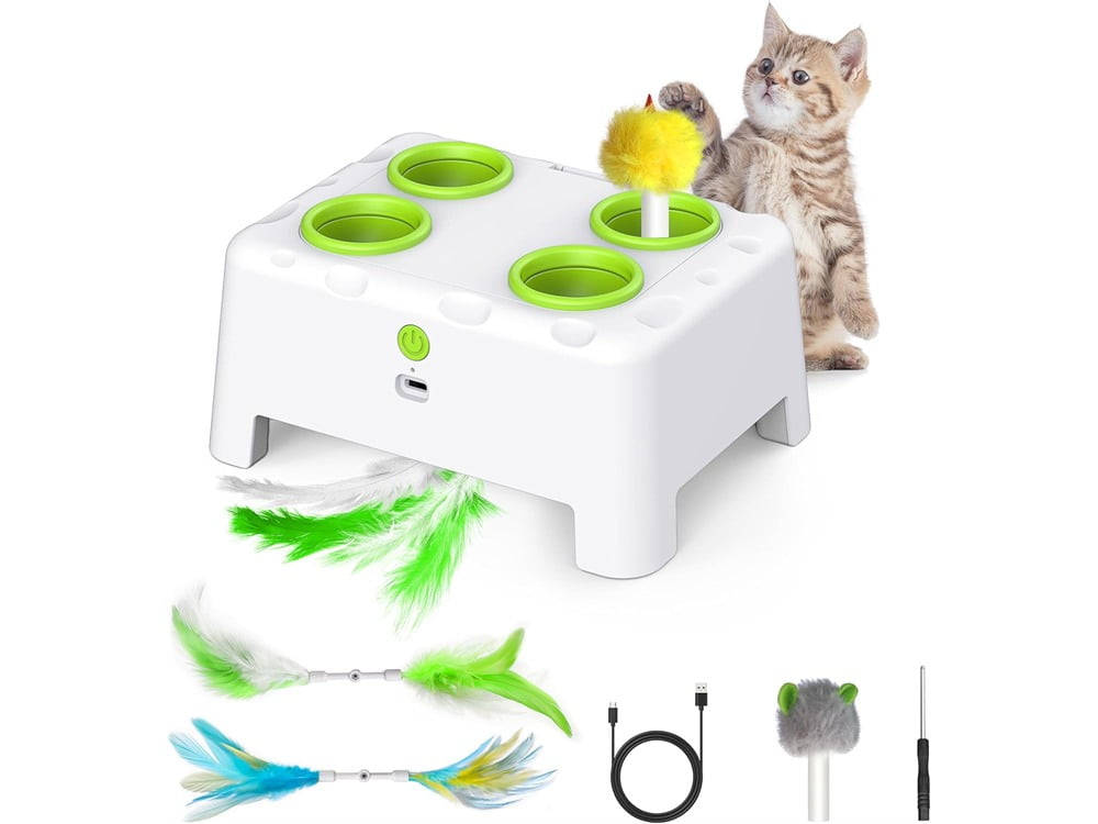 Powered hide-and-seek cat toys and play mats