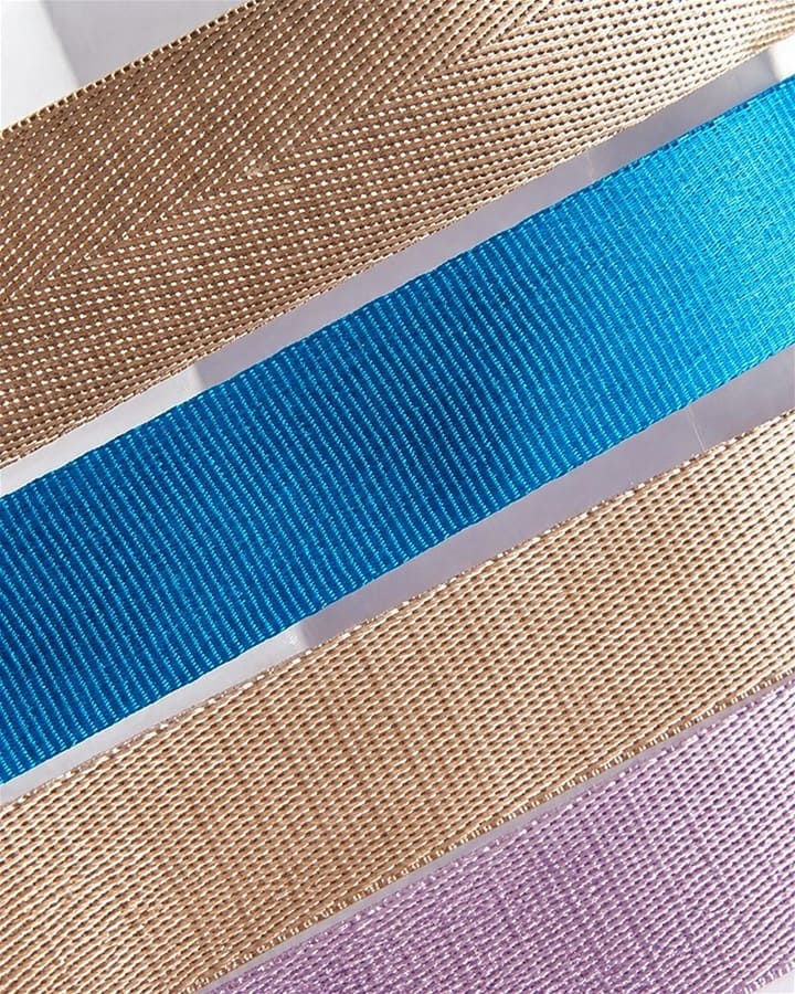 Nylon webbing samples for pet collars in multiple colors