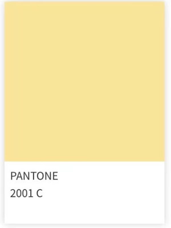 Yellow Pantone 2001 C color reference card.