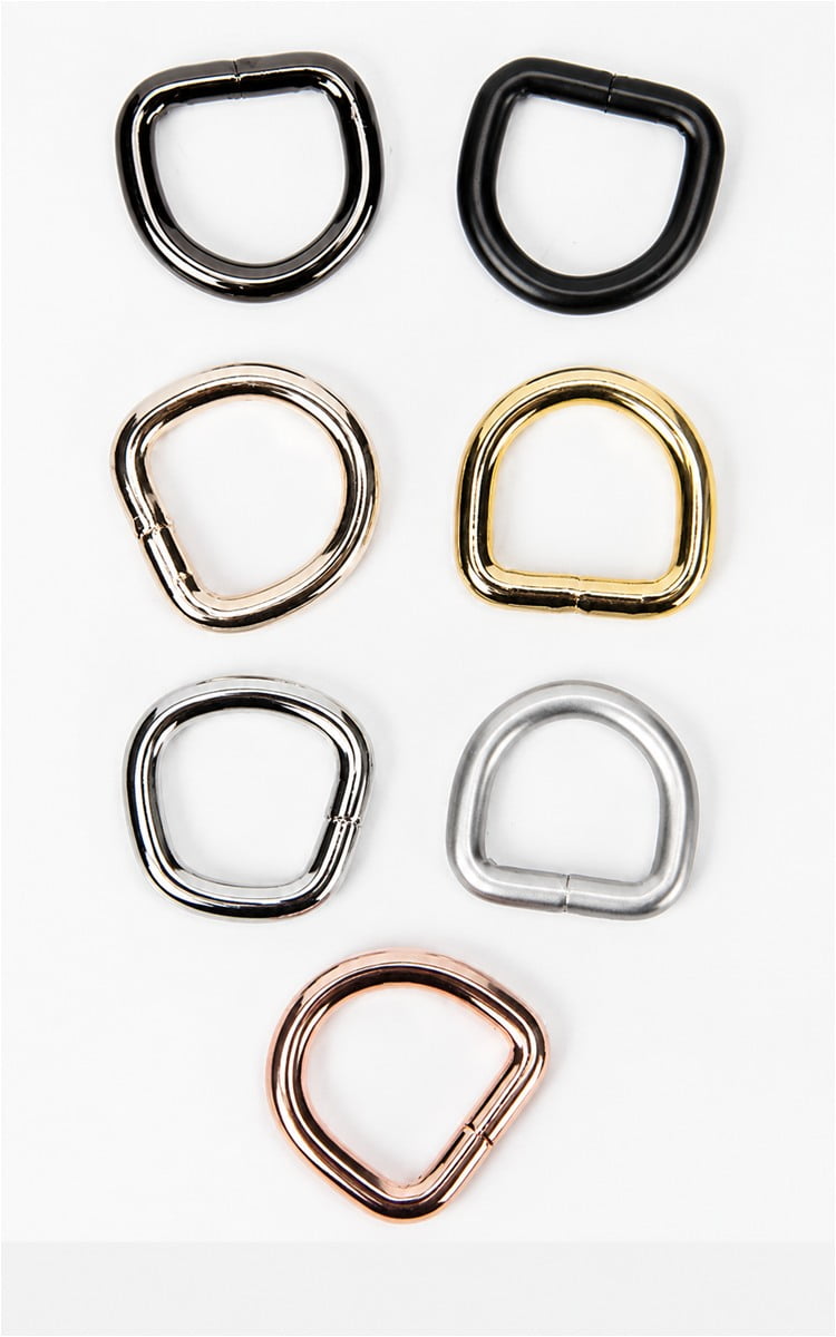 Pet collar D-rings in seven metallic and matte finishes
