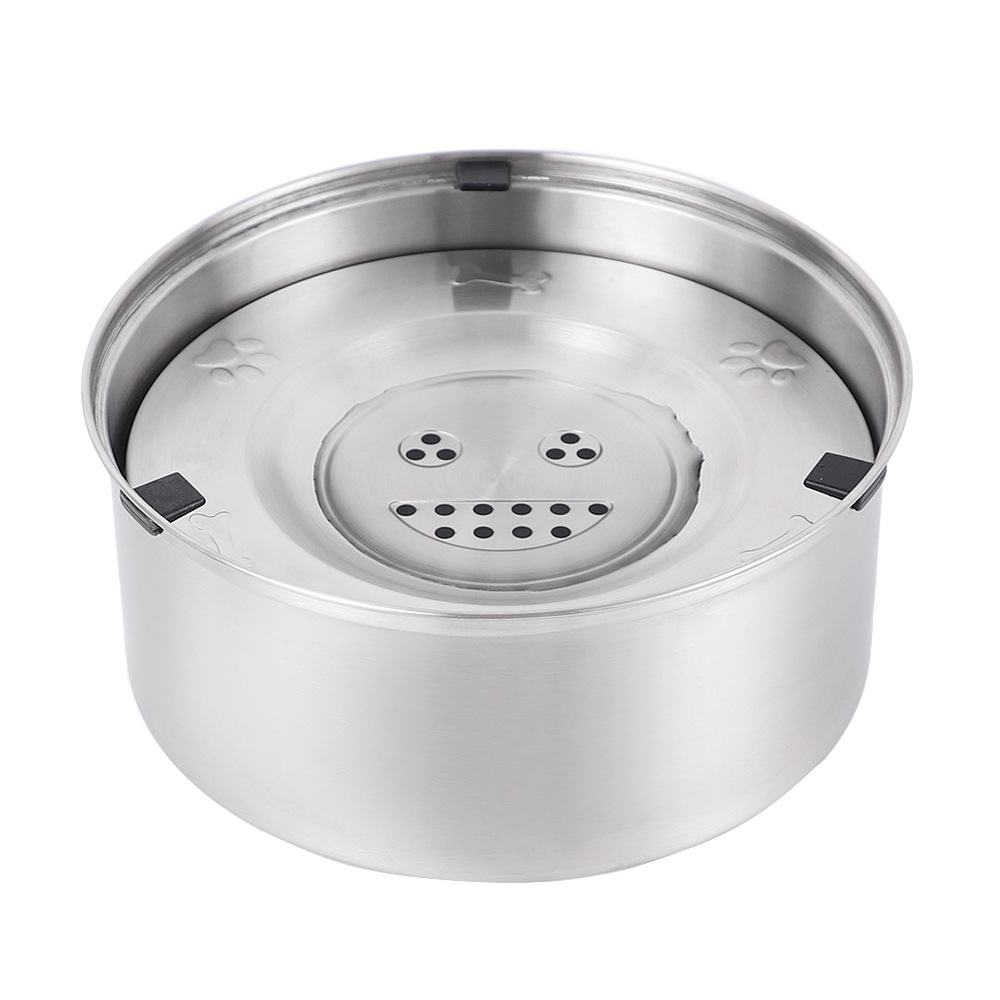 Stainless steel pet water bowl with a floating disk