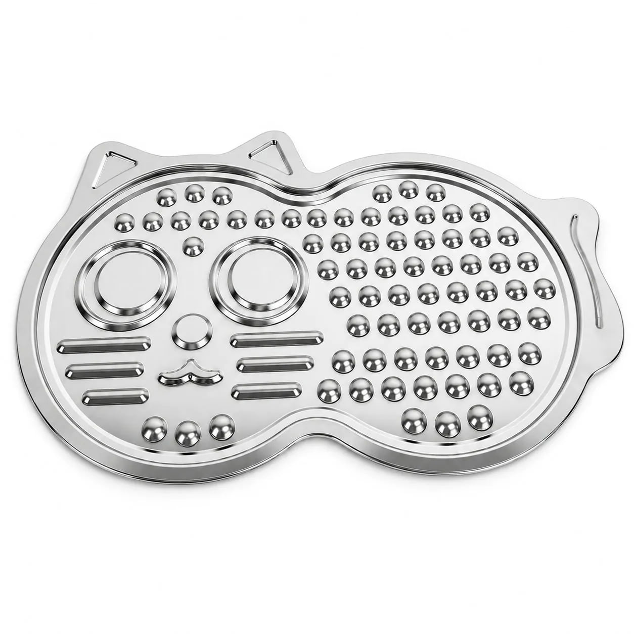 Stainless steel pet licking plate with raised dots and grooves
