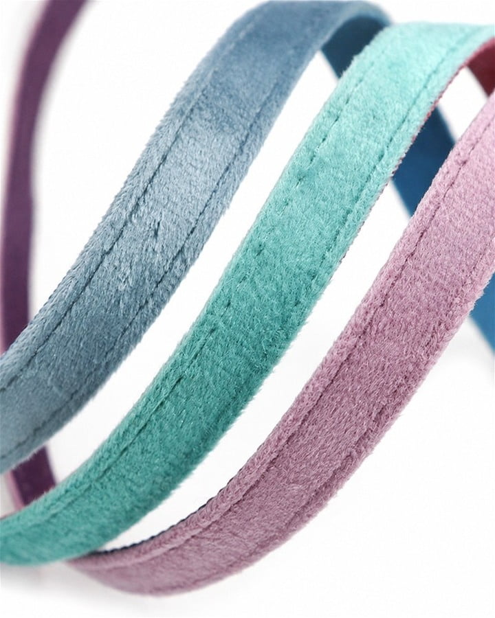 Blue, mint and purple velvet straps for pet collars